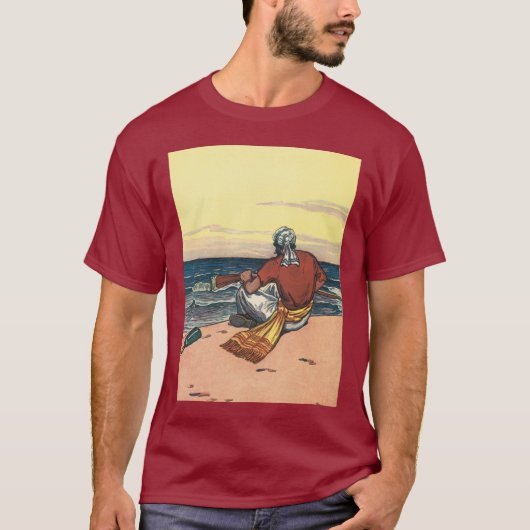 ヴィンテージ海賊、無人島に漂流 Tシャツ (正面)