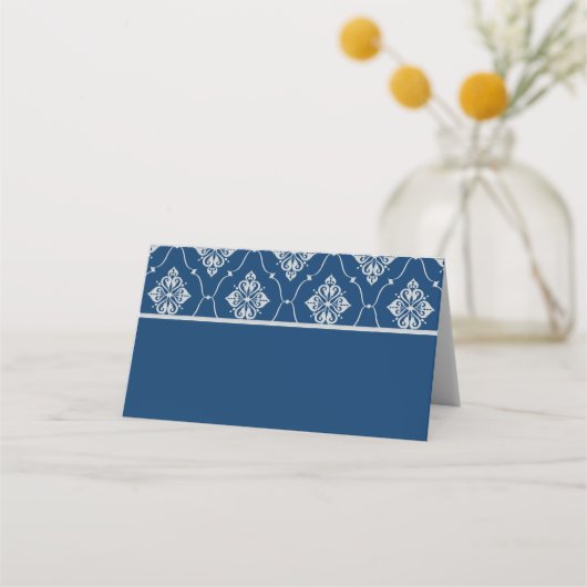 ヴィンテージ海軍とシルバーアールデコ結婚ズ プレイスカード (正面)