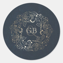 ヴィンテージ海軍と金ゴールドフローラ結婚リース ラウンドシール