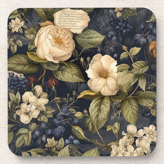 ヴィンテージ海軍アイボリーバラ結婚ズコースターエレガント、 コースター (正面)