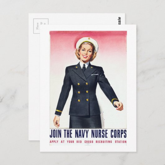 ヴィンテージ海軍ナース隊世界大戦第2次入隊 ポストカード (正面/裏面)