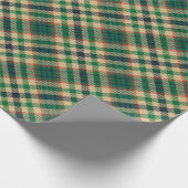ヴィンテージ海軍ベージュ赤い緑の格子模様クリスマス ラッピングペーパー (角)
