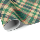 ヴィンテージ海軍ベージュ赤い緑の格子模様クリスマス ラッピングペーパー (ロールコーナー)