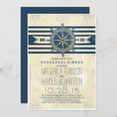 ヴィンテージ海軍航海のリハーサルディナー招待 招待状 (正面/裏面)