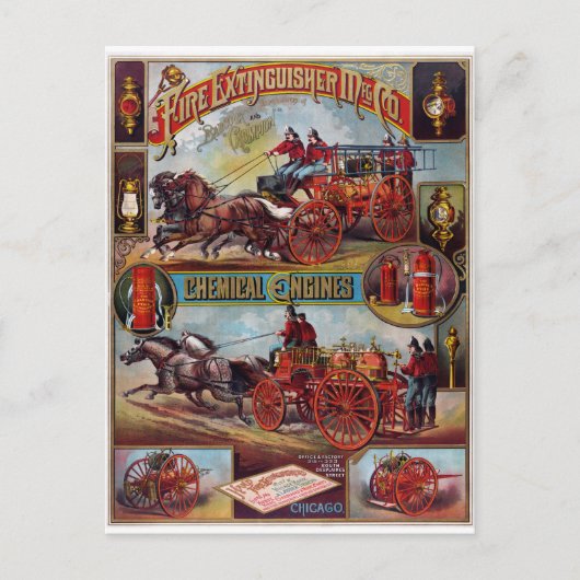 ヴィンテージ消火広告器 ポストカード (正面)