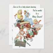 ヴィンテージ消防士とトラック赤ちゃんシャワー招待状 招待状 (正面/裏面)