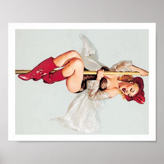 ヴィンテージ消防士のポールピンアップの女の子 ポスター (正面)