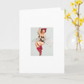 ヴィンテージ消防士ポールピンアップ女の子グリーティング カード (黄色い花)