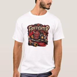 ヴィンテージ消防士レトロエンブレムデザイン Tシャツ