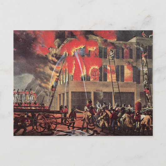 ヴィンテージ消防士、消防士 ポストカード (正面)