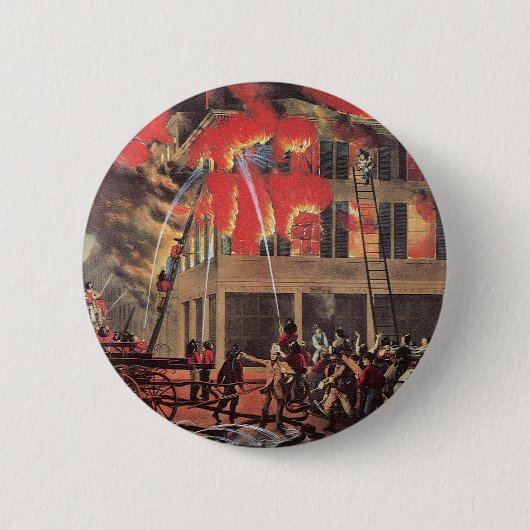 ヴィンテージ消防士、消防士 缶バッジ (正面)