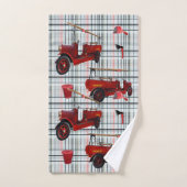 ヴィンテージ消防車と設備 バスタオルセット (ハンドタオル)
