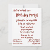 ヴィンテージ消防車の子供の誕生日パーティーの招待 招待状 (裏面)