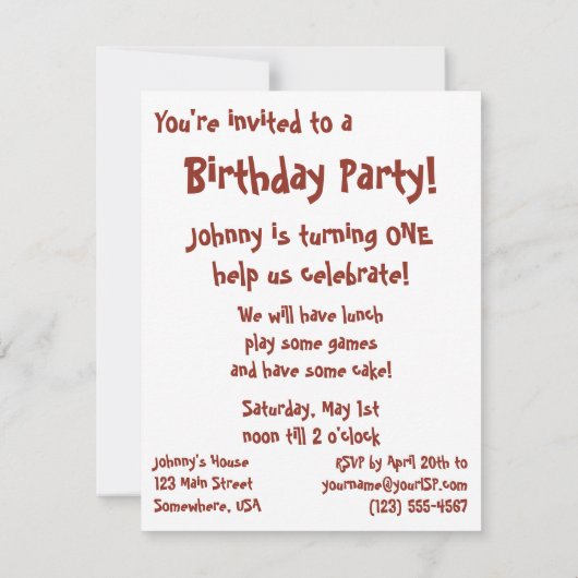 ヴィンテージ消防車の子供の誕生日パーティーの招待 招待状 (裏面)