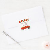 ヴィンテージ消防車の誕生日有利ステッカーのラベル スクエアシール (封筒)