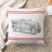 ヴィンテージ消防車の鉛筆スケッチ消防士スケッチ クッション (ブランケット)