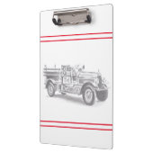 ヴィンテージ消防車の鉛筆スケッチ消防士スケッチ クリップボード (左)