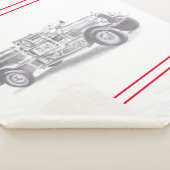 ヴィンテージ消防車の鉛筆スケッチ消防士スケッチ シェルパブランケット (3/4)