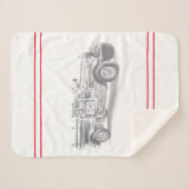 ヴィンテージ消防車の鉛筆スケッチ消防士スケッチ シェルパブランケット (正面(横))