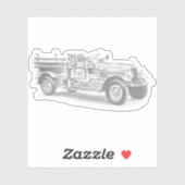 ヴィンテージ消防車の鉛筆スケッチ消防士スケッチ シール (シート)