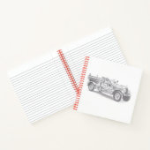 ヴィンテージ消防車の鉛筆スケッチ消防士スケッチ ノートブック (内部)