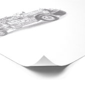 ヴィンテージ消防車の鉛筆スケッチ消防士スケッチ フォトプリント            (角)