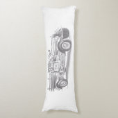 ヴィンテージ消防車の鉛筆スケッチ消防士スケッチ ボディピロー (正面縦)