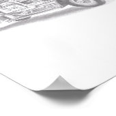 ヴィンテージ消防車の鉛筆スケッチ消防士スケッチ ポスター (角)