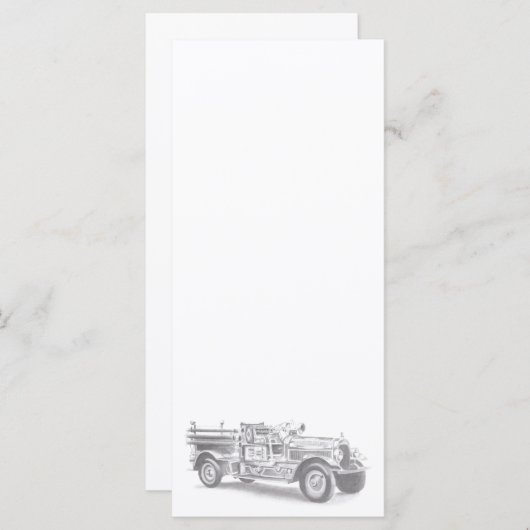 ヴィンテージ消防車の鉛筆スケッチ消防士スケッチ メニュー (正面/裏面)