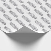 ヴィンテージ消防車の鉛筆スケッチ消防士スケッチ ラッピングペーパー (角)