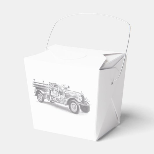 ヴィンテージ消防車の鉛筆スケッチ消防士スケッチm フェイバーボックス (正面サイド)