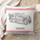 ヴィンテージ消防車の鉛筆スケッチ消防士スケッチt クッション (ブランケット)