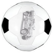 ヴィンテージ消防車の鉛筆画 消防士のイラスト  サッカーボール (回転)