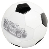 ヴィンテージ消防車の鉛筆画 消防士のイラスト  サッカーボール (3/4)
