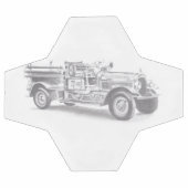ヴィンテージ消防車の鉛筆画 消防士のイラスト  サッカーボール (フラット)
