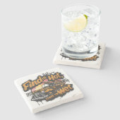 ヴィンテージ消防車サンセットグラフィック ストーンコースター (横)