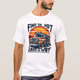 ヴィンテージ消防車サンセットグラフィックTシャツ Tシャツ