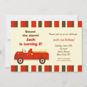 ヴィンテージ消防車バースデーパーティ招待状 招待状 (正面)