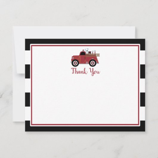 ヴィンテージ消防車ベビーシャワー感謝カード 招待状 (正面)
