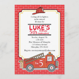 ヴィンテージ消防車誕生会の招待 招待状