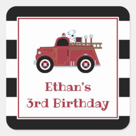 ヴィンテージ消防車誕生日シール スクエアシール