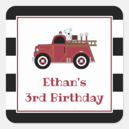 ヴィンテージ消防車誕生日シール スクエアシール