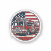 ヴィンテージ消防車 アメリカ国旗 サークル ベクター シー シール (正面)