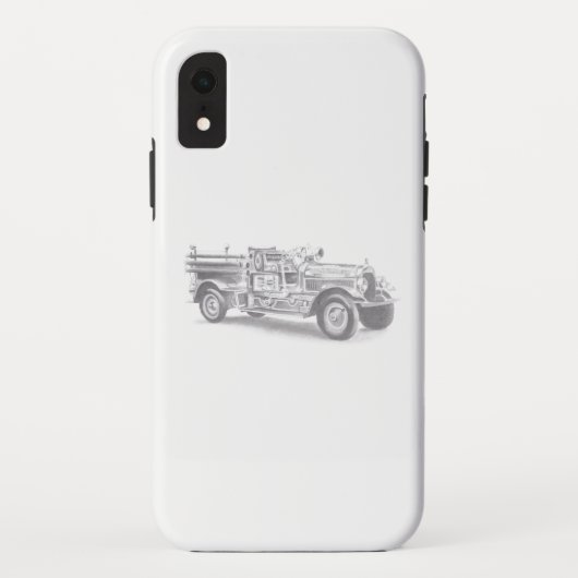 ヴィンテージ消防車 鉛筆画 消防士 イラスト Case-Mate iPhoneケース (裏面)