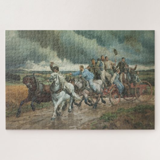 ヴィンテージ消防車（byユージェーヌ・ブルナンド） ジグソーパズル (横)