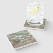 ヴィンテージ消防車(byユージェーヌ・ブルナンド) ストーンコースター (横)