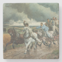 ヴィンテージ消防車（byユージェーヌ・ブルナンド） ストーンコースター