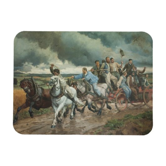 ヴィンテージ消防車(byユージェーヌ・ブルナンド) マグネット (横)