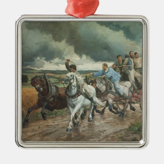 ヴィンテージ消防車(byユージェーヌ・ブルナンド) メタルオーナメント (正面)