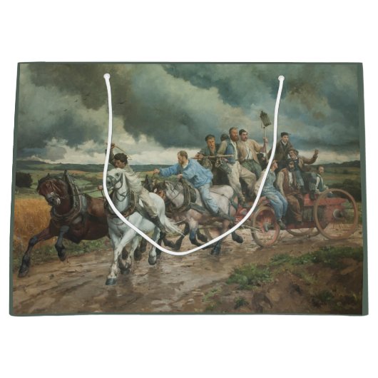 ヴィンテージ消防車（byユージェーヌ・ブルナンド） ラージペーパーバッグ (正面)